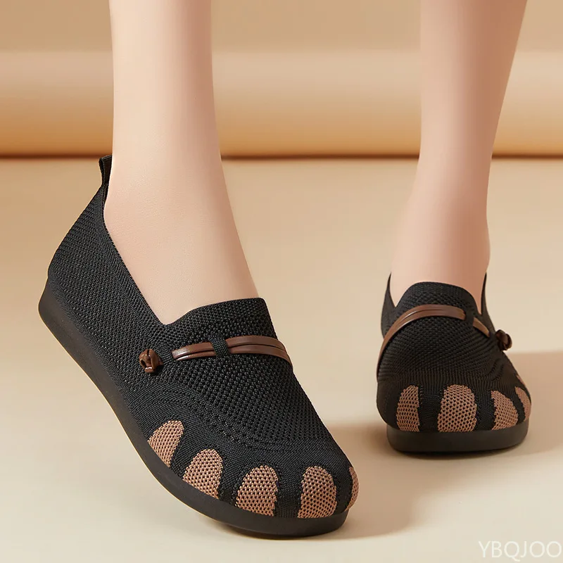 レディース 春秋 カジュアル 快適 フラットシューズ 浅口 メッシュシューズ ソフトソール 軽量 通気性 レディースシューズ