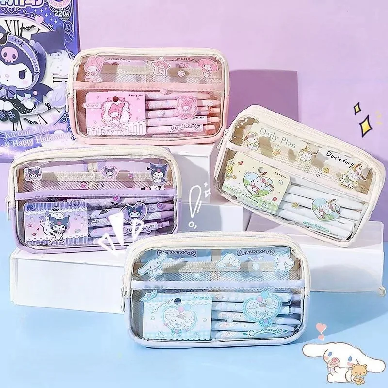 

Школьный пенал Cinnamoroll в виде ручки, вместительный пенал для канцелярских принадлежностей, милый пенал в стиле аниме Sanrio, подарочные принадлежности для детей