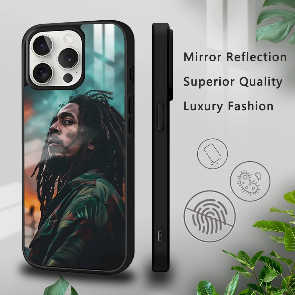 B-Bob Marley Rasta Reggae Phone Case For iPhone 16 15 14 13 12 11 Pro Xs Max Mini Plus Celulares Hard Funda