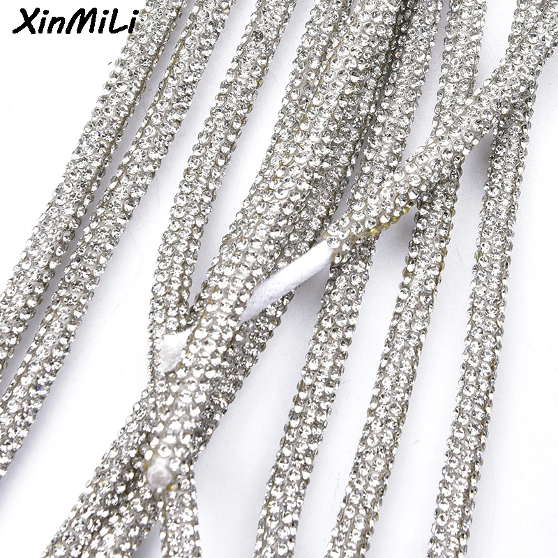 4/5/6mm Full Glass Crystal Cotton String Glitter Round Rhinestone Rope Diy Shoelace Trim Clothes Drawsting Cord Bags Accessories