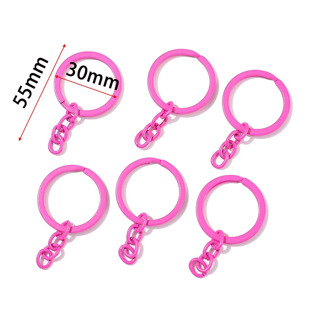 5pcs/lot 30mm šifrovací klíč prsten šifrovací klíč běžící pás 55mm dlouhé pestrý kolo rozseknout klíčenka keyrings pro DIY šperků vytváření zásoby velkoobchod