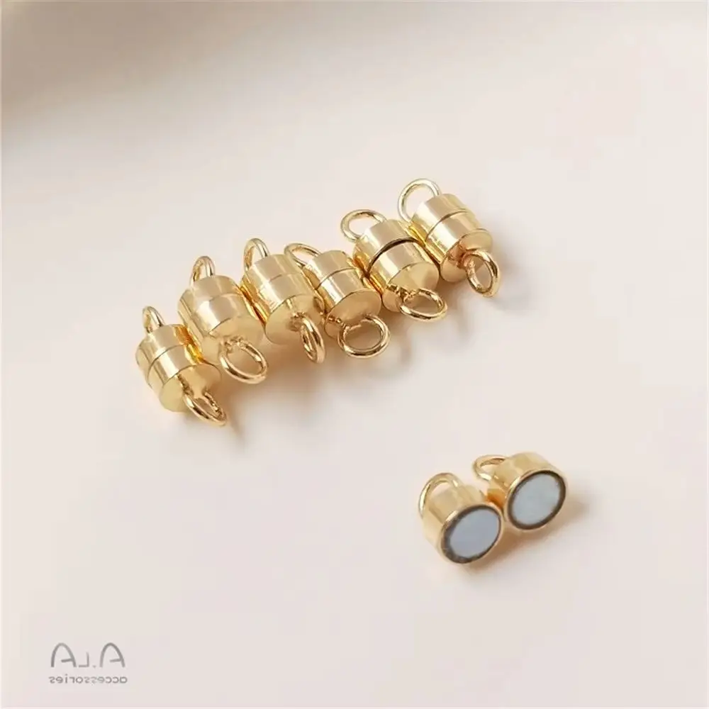 14K Gold Filled Magnetic Clasp, Cylinder Buckle for DIY Bracelet Jewelry Making Findings