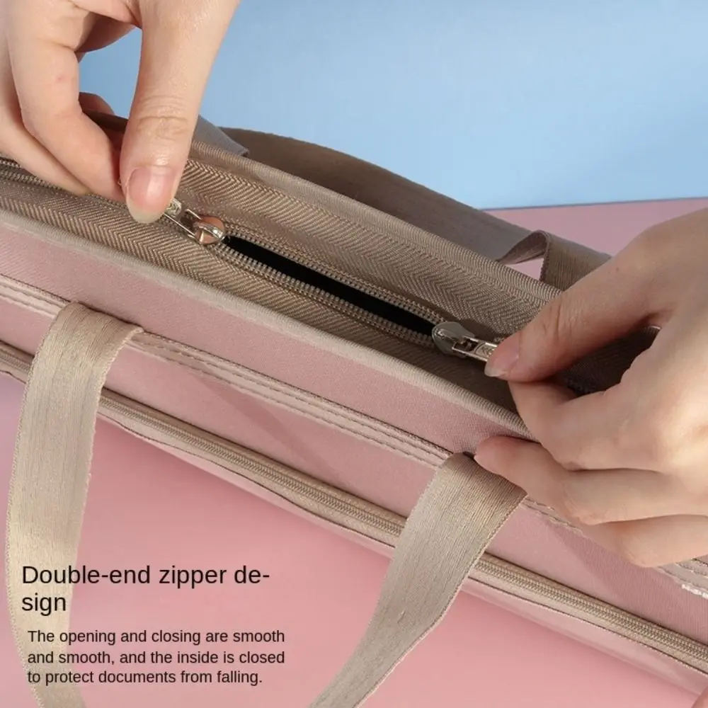 13 Pocket Canvas Accordion Document Bag Vertical Retractable A4 Expanding File Organizer Large Capacity with Handle