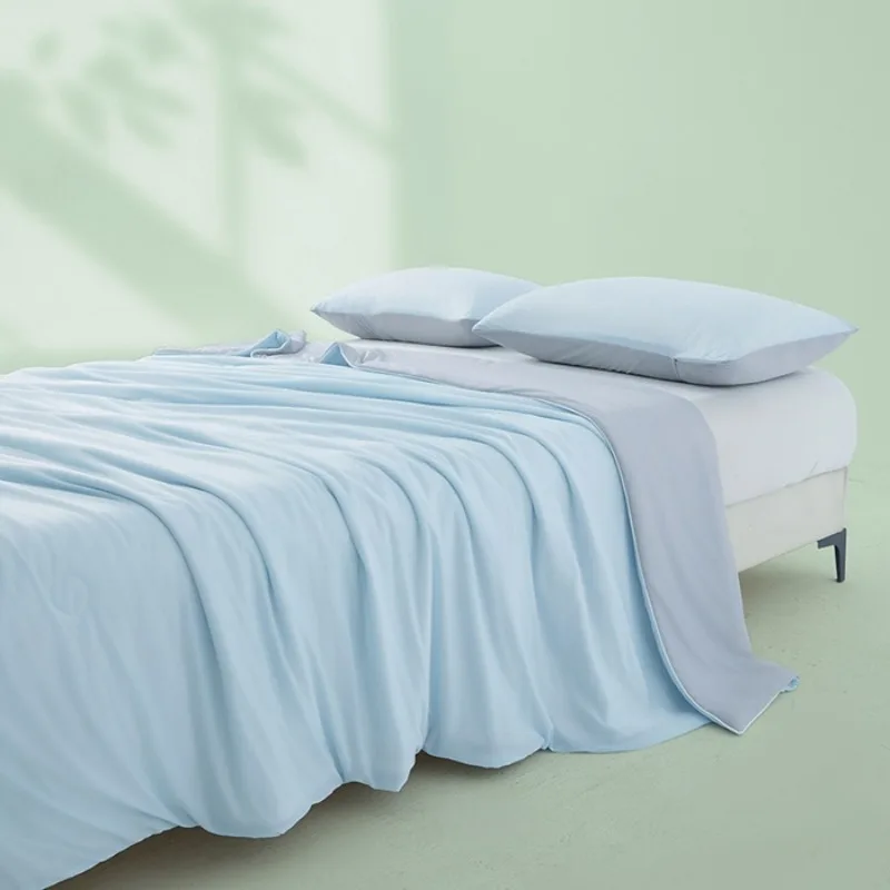 2025 فئة جديدة آيس كريم حريري رائع للصيف لحاف رائع للصيف بلون سادة لحاف مكيف هواء قابل للغسل من الحرير الجليدي لحاف رقيق #6