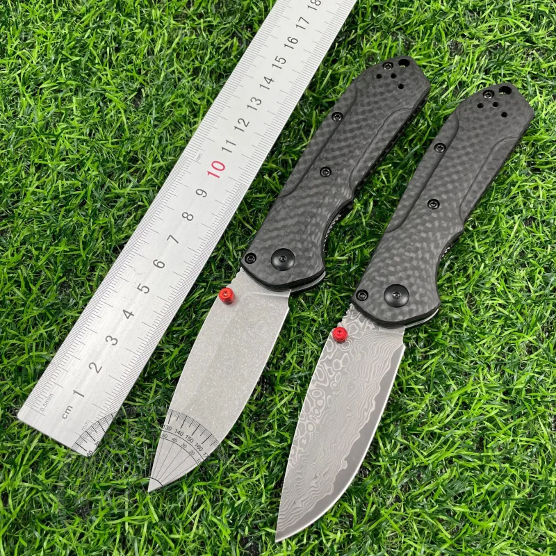 The new folding knife S90V Damascus steel carbon fiber folding knife high hardness knife outdoor hunting and fishing survival