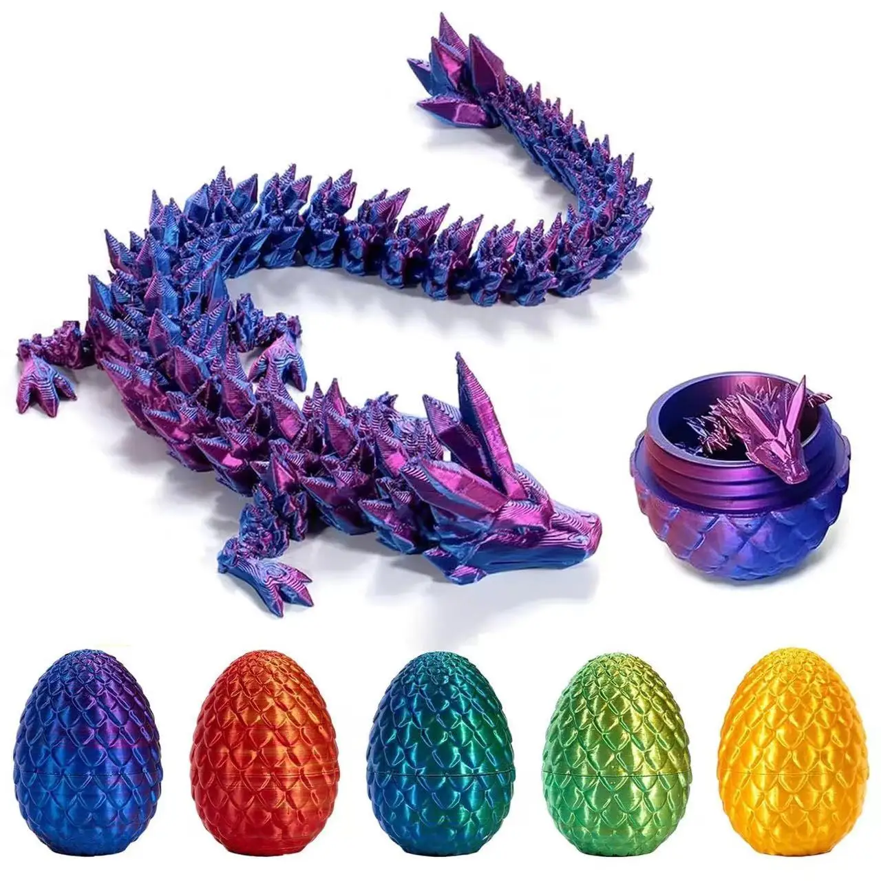 30cm 3D Printed Dragon in 13cm Egg Crystal Dragon With Dragon Egg Fun Home Office Decor Chinese Dragon Figurine for Kids Ages 6+