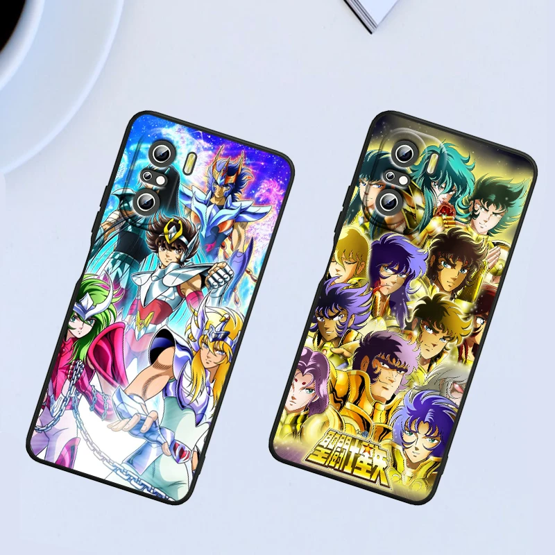 Classic Anime Saint Seiya per Xiaomi Redmi Note 13 12 11E 11S 11 11T 10 10S 9 9S Pro Plus custodia nera per telefono 4G 5G