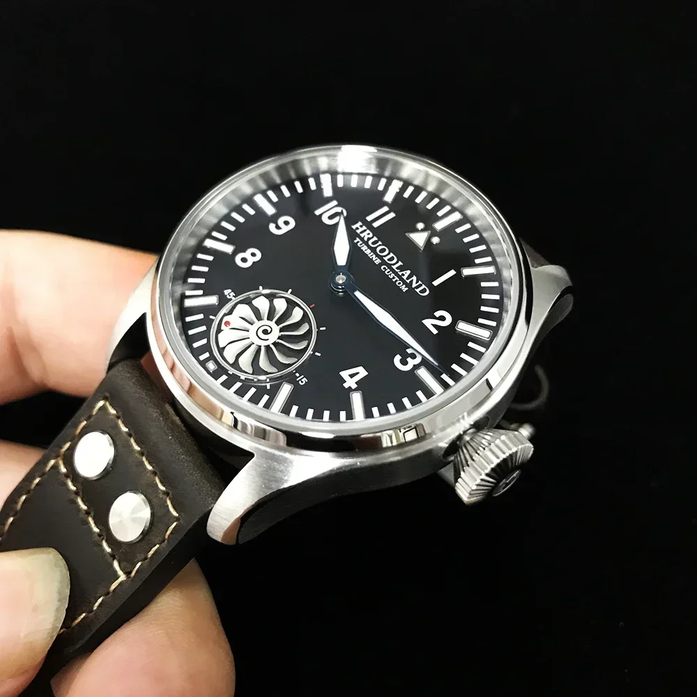 Hruodland 2025 nuevo Reloj mecánico para Hombre Seagull ST3620 piloto Retro 43MM Bgw-9 Luminoso cristal de zafiro Turbina Reloj Hombre