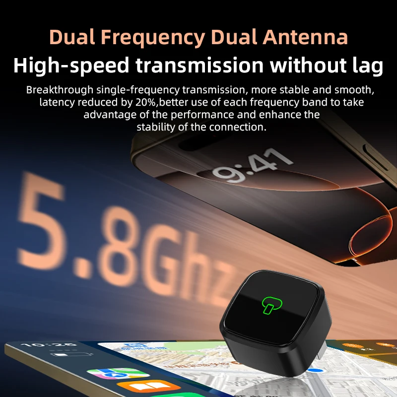 2 in 1 AI Box Adapter Wireless Carplay  Android Auto Adapter Plug and Play WiFi Smart Dongle For Volvo Benz Mg Kia Chery VW