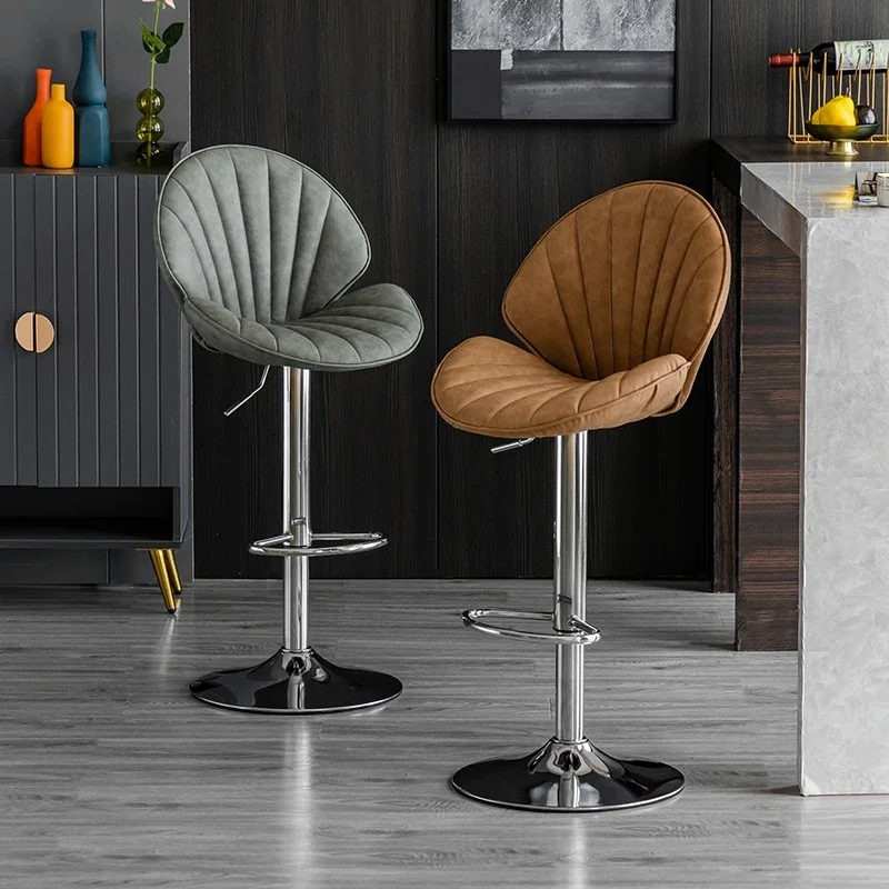 Modern Vintage Luxury Gray Stools Designer High Back Cover Round Kitchen Industrial Breakfast Taburetes Altos Cocina Furniture