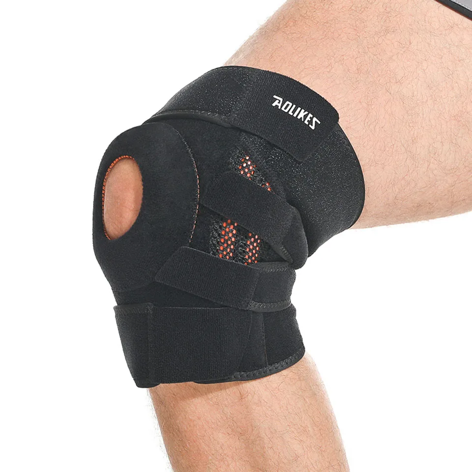 Aolikes 1Pcs Elastische Knie Ondersteuning Basketbal Voetbal Brace Kniebeschermer Fitness Hardlopen Fietsen Verstelbare Patella Knie Bescherming