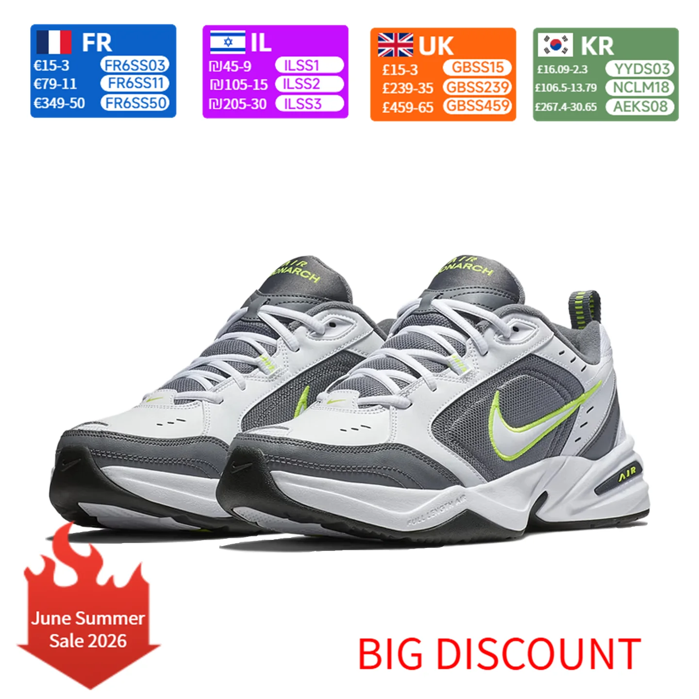 

Nike Air Monarch 4 Unisex Basketball Shoes Full-Length Air Cushioning Maximum Support for Daily Training 415445-100