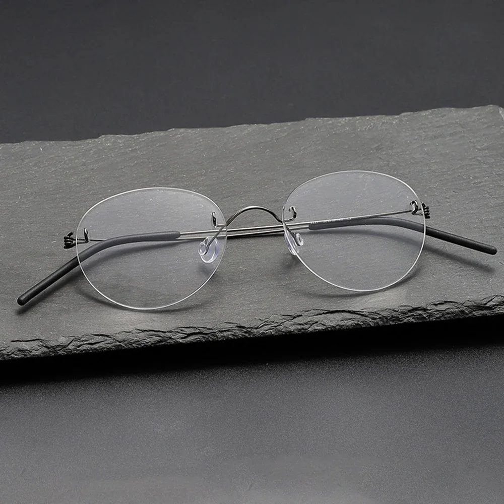 

Ultra Light Frameless Round Anti-blue Light Glasses Frame Women Men Titanium Alloy Frameless Computer Eyepiece Vintage Glasses