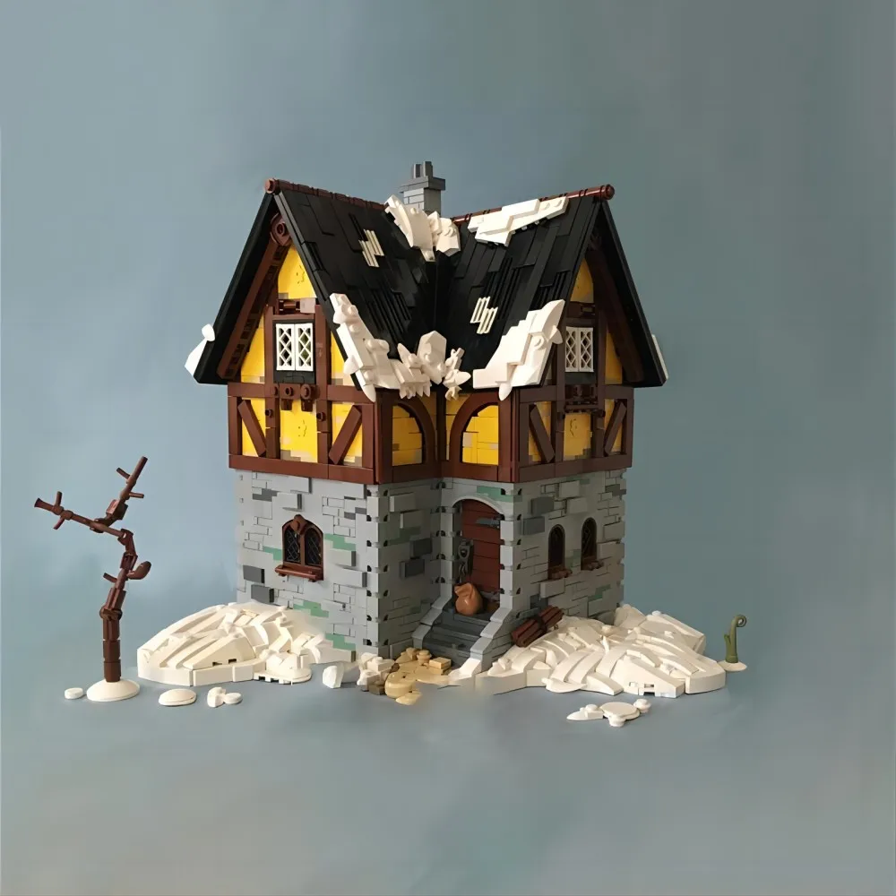 1670 Pieces Modular Building Medieval Scene Snow Village Inn Model Display MOC Building Blocks Bricks Toys Gift Christmas