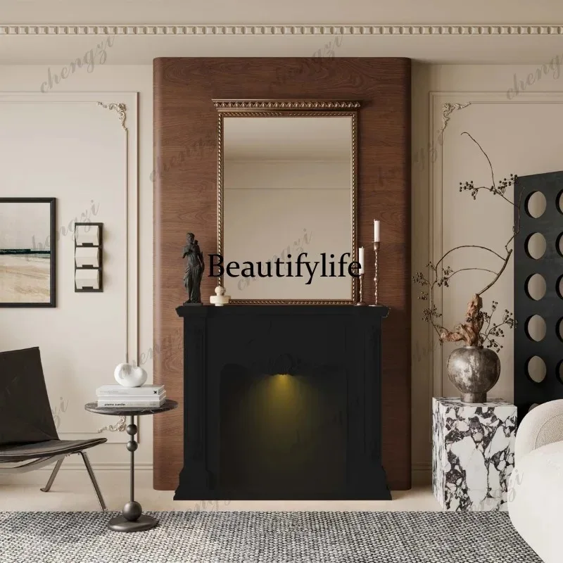 CC182 French retro fireplace decorative cabinet living room background wall, European retro entrance cabinet irregular