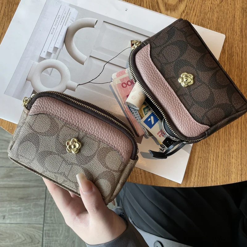 New round C coin purse, convenient 2026 new key pouch, portable 2-in-1 mini lightweight wallet