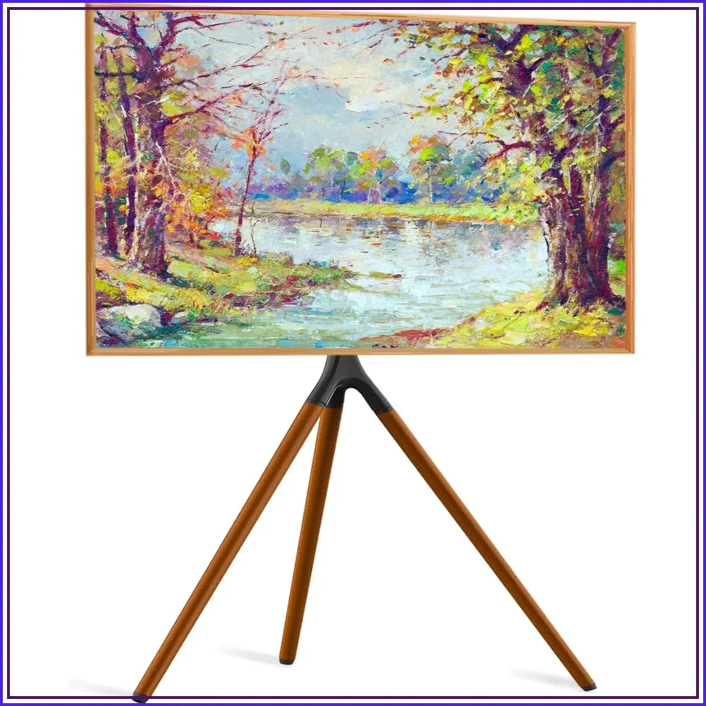Easel TV Stand with Tripod Base for 32-65 inch TVs up to 77lbs, Swivel & Height Adjustable, VESA 600x400mm, Black