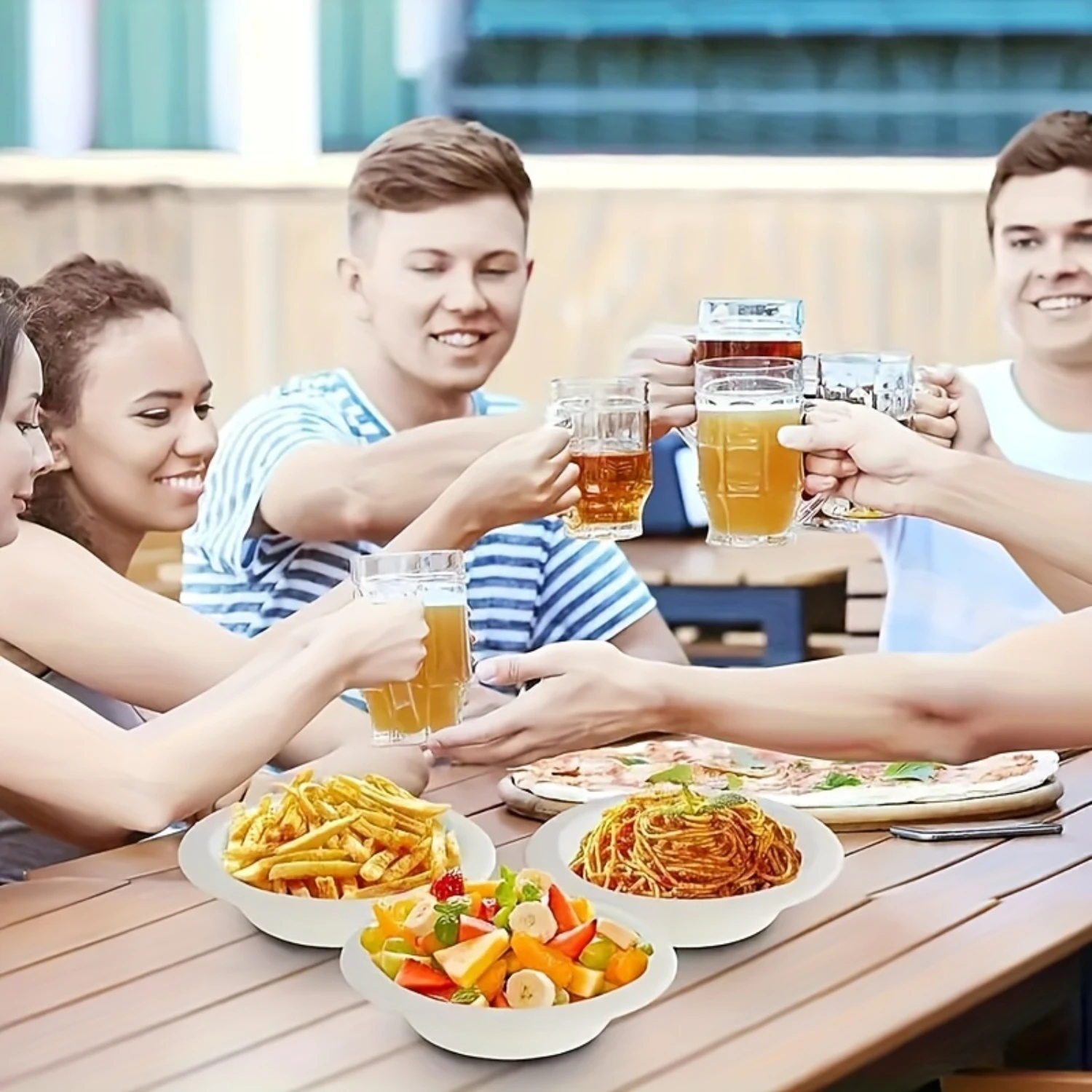 50/100 قطعة، أوعية ورقية قابلة للتحلل 16.91 أونصة أوعية سلطة فواكه للنزهات للاستعمال مرة واحدة، ديكور الحفلات، مستلزمات الحفلات، ديكور العطلات، العطلات