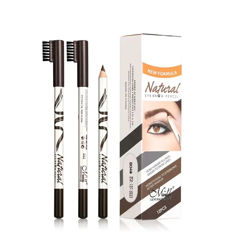 Hard Core Eyebrow Pencil, Thin Eyebrows with Eyebrows, 12 Pieces, Five Colors with Distinct Roots