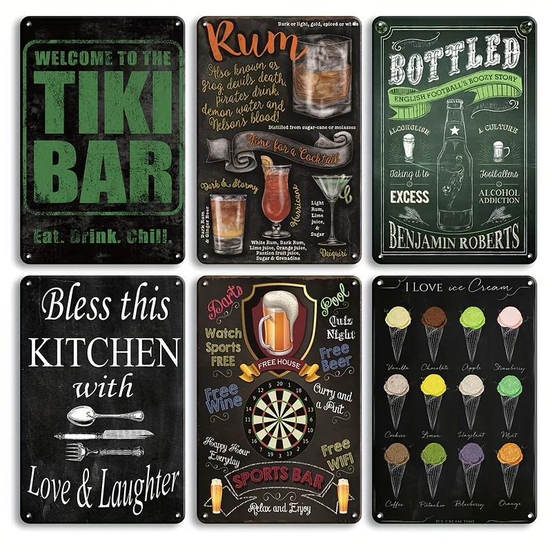 

[ДЖИТ] 6 шт. Винтажный забавный домашний декор, металлические жестяные знаки для пива, жестяная вывеска с правилами пива, ретро-металлический бар-паб, домашний декор, комната De