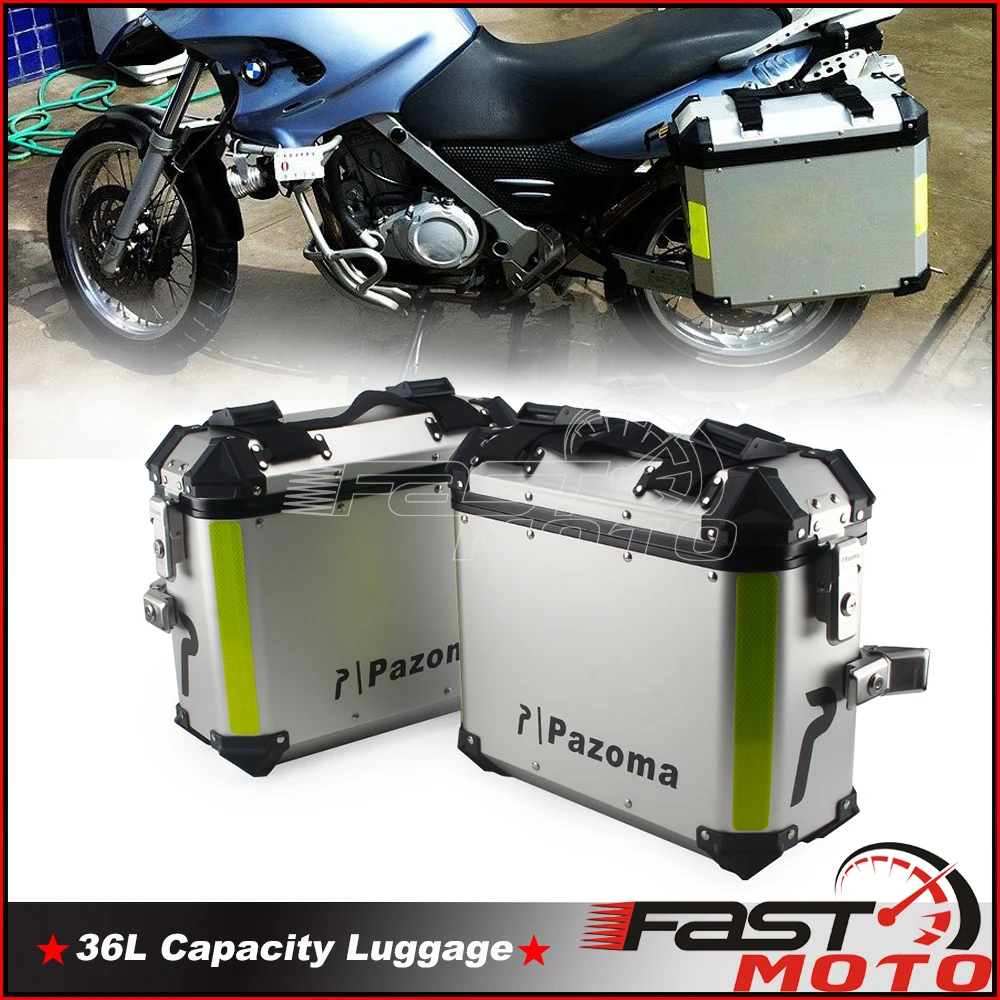 

Black Sliver 1 Pair Side Boxes Side Case Luggage Pannier + Quick Release Mount Bracket Side Cargo for GSXR VStorm CBR GL ZX ER