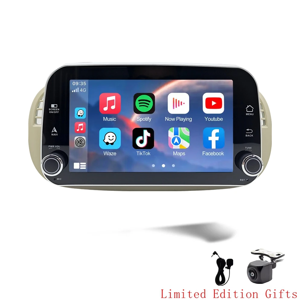 Hangmanjia Draadloze CarPlay voor Apple Android 13 Auto Radio voor FIAT 500 Abarth 2007 2008 2009-2015 Multimedia scherm Stereo GPS