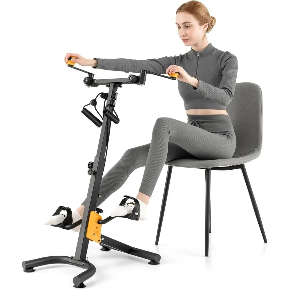 Adjustable Height Exercise Bike with Handgrip and Resistance Band for Physical Therapy and Home Workouts
