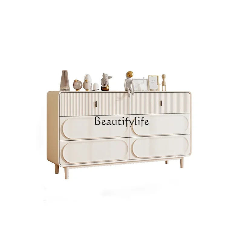

ls 42Cream wind six chest cabinet simple modern porch cabinet solid wood storage bedroom
