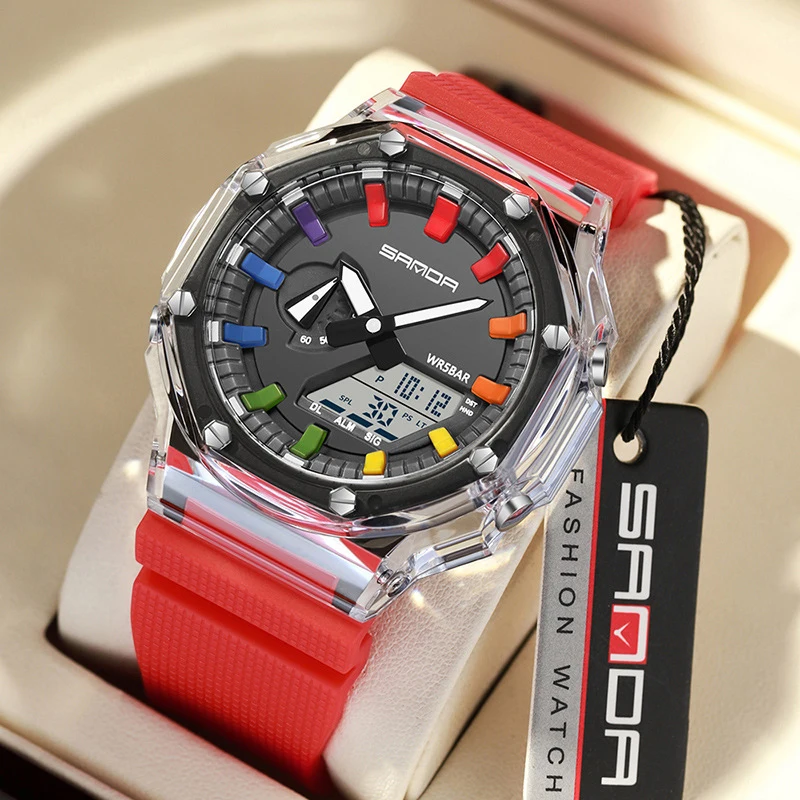 ZH137 Trendy and fashionable Men watch octagonal transparent multifunctional waterproof quartz watch，watches for man