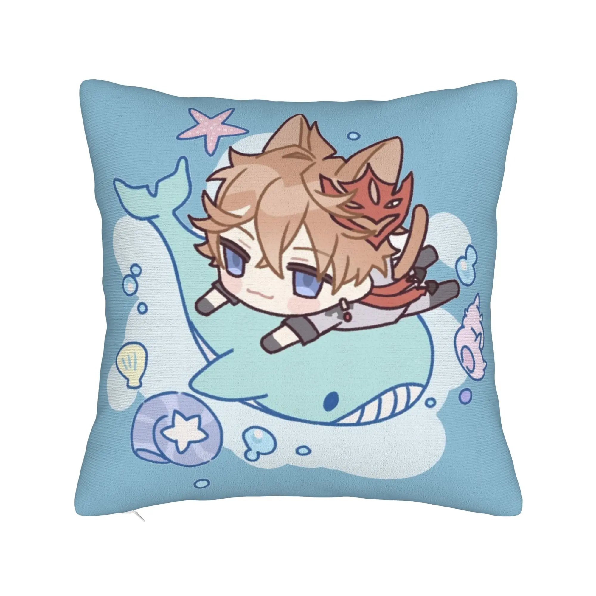Genshin Impact Chibi Childe Pillowcase Soft Cushion Cover Decoration  Throw Pillow Case Cover Home Square
