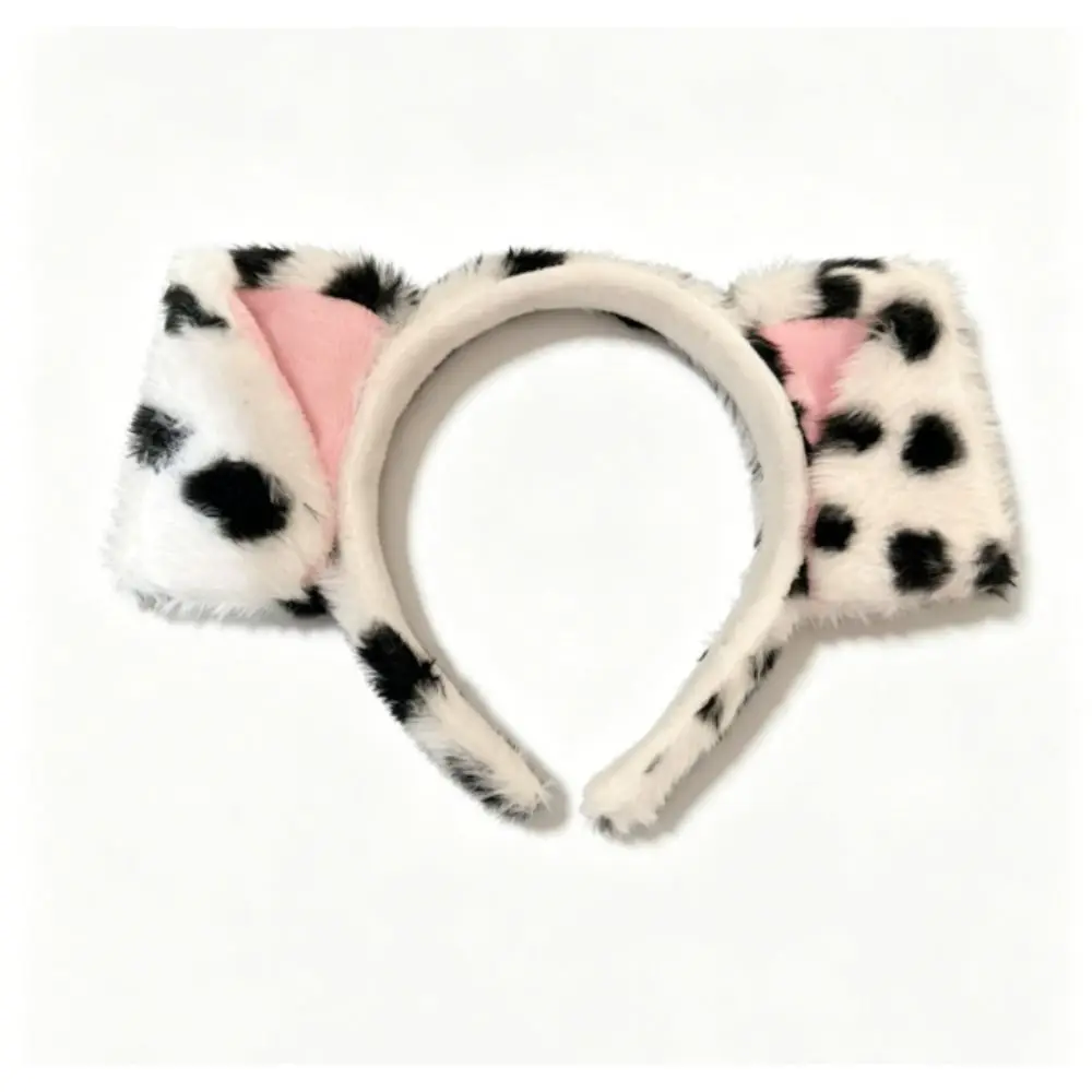 Diadema de Orejas de Perro Dálmata de Peluche PESENAR - Lindo Accesorio para el Cabello con Diseño de Animal con Puntos para Cosplay y Uso Diario