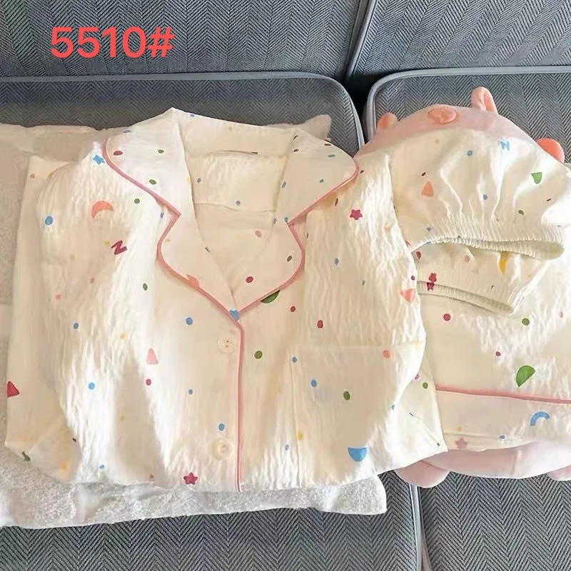Conjunto de Pijama Corto de Verano para Mujer, Ligero, de Manga Corta, con Estampado Bonito, Ropa de Dormir Informal, Holgada y Transpirable para Chicas y Adolescentes
