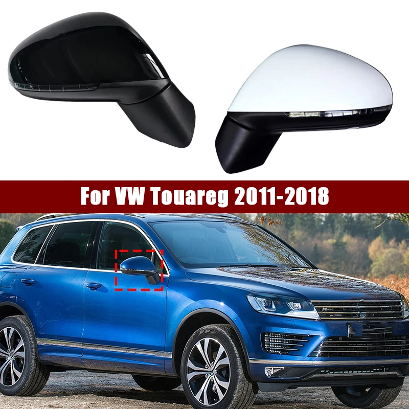 Ensemble de rétroviseur de voiture, pour VW Touareg 2011 – 2018, mémoire pliable, Anti-éblouissement, clignotant, boîtier en verre chauffant, Assy