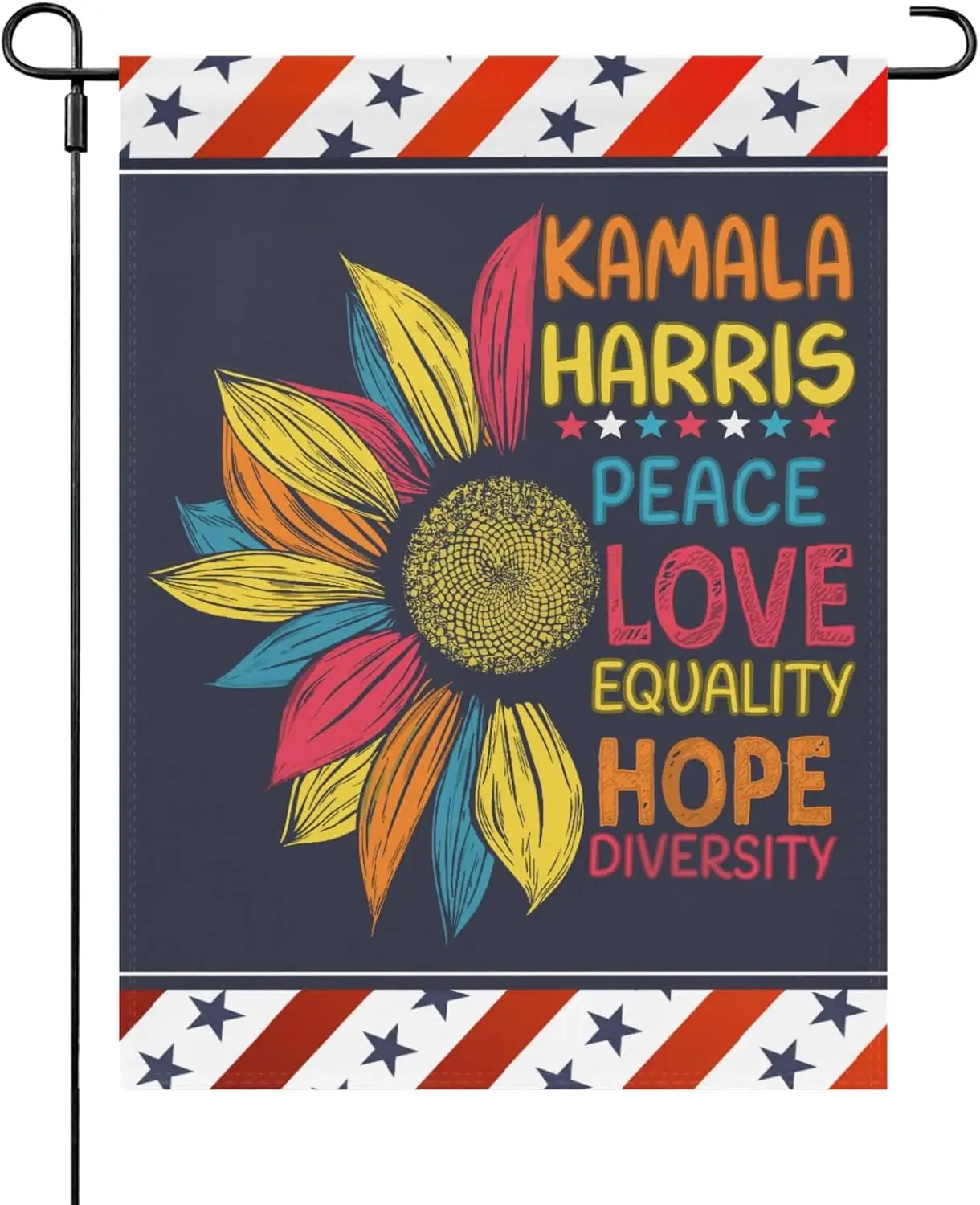 Peace Love Equality Hope Diversity Kamala Harris Garden Flags Made In The USA One Size, Art Funny Garden Flags Double Sided Rust