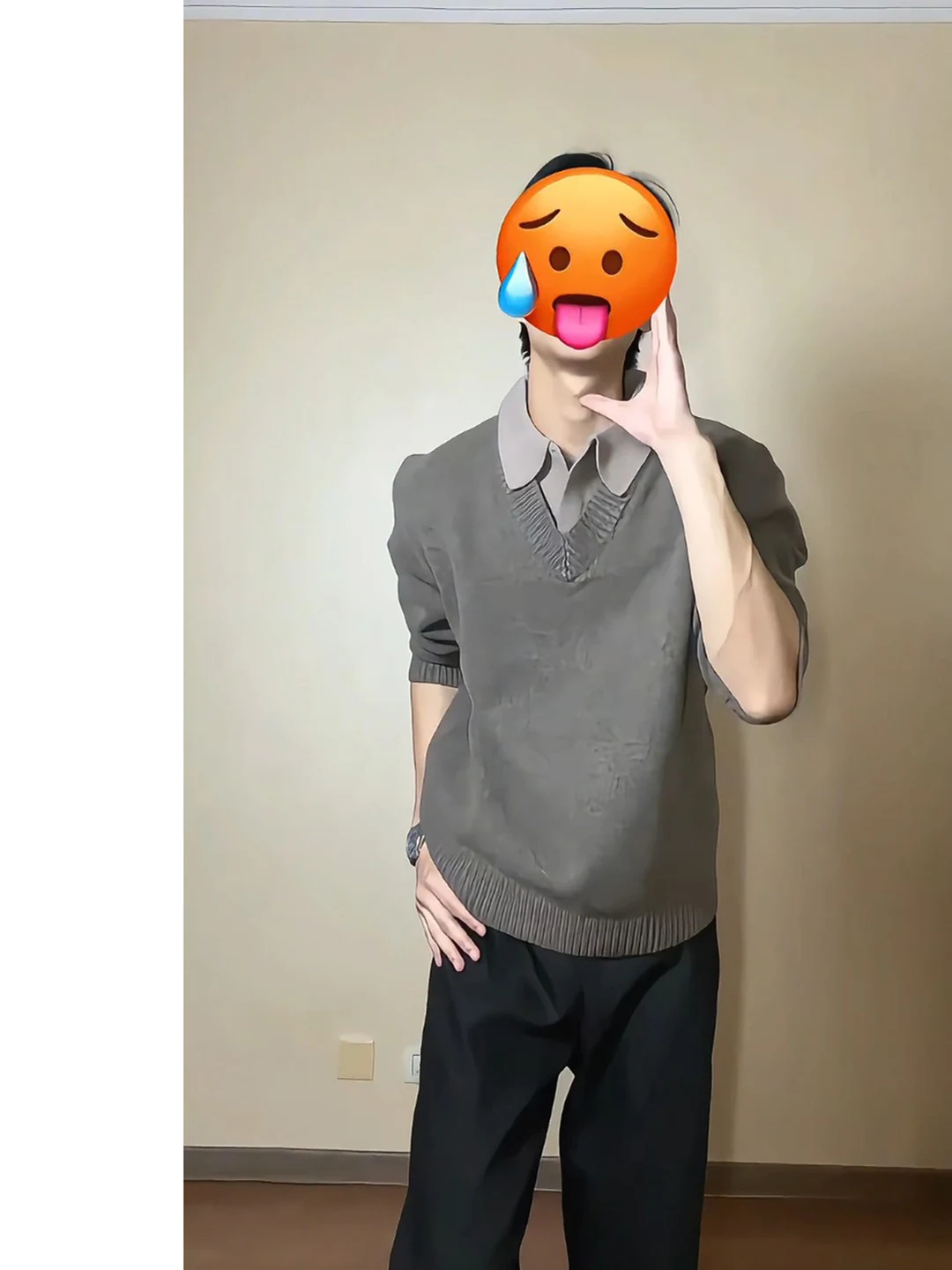 

Мужской вязаный свитер с V-образным вырезом в винтажном стиле, зимняя модная базовая рубашка свободного кроя из полиэстера с коротким рукавом