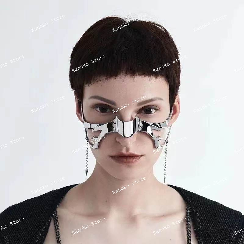Metal Niche Design, Irregular Fluid Mechanical Wind Earringsadjustable Face Accessories for Men and Women