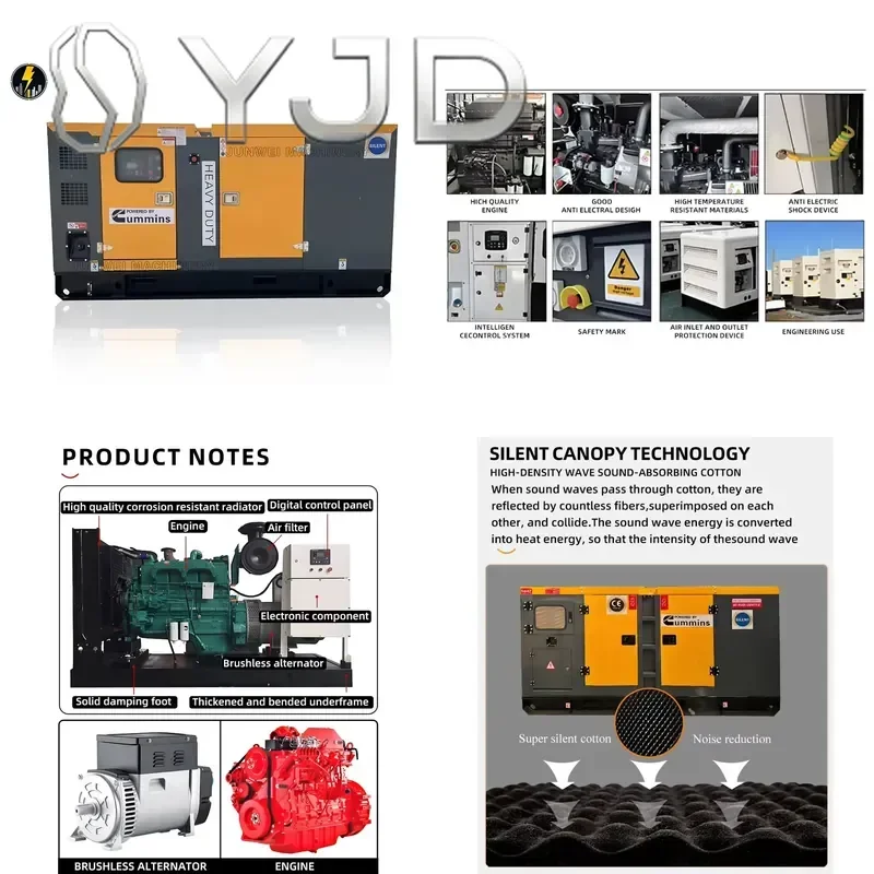 CE EPA Factory Directly 30kw 50kw 80kw 100KW 200KW Silent Type Open Frame Engine Generator 50/60Hz Industrial