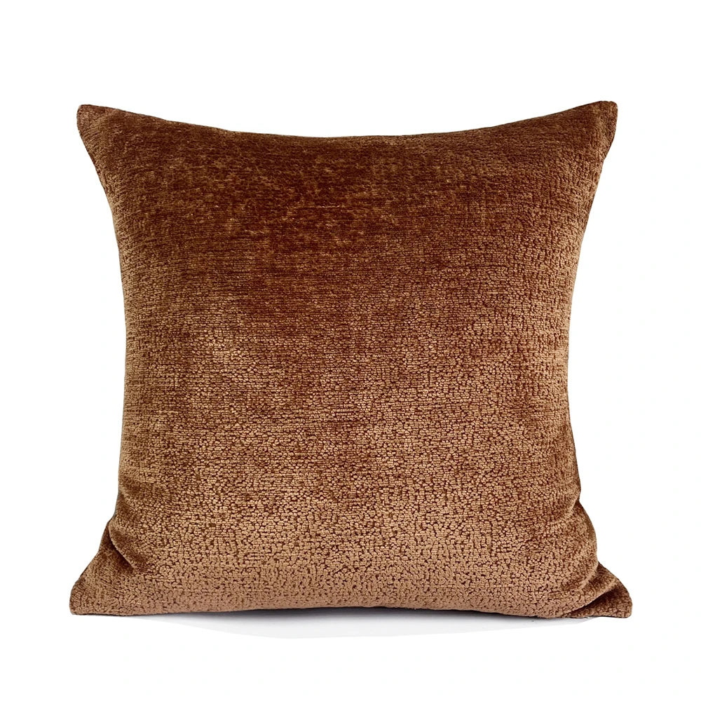 HINYEATEX Sofa Warm Chenille Throw Pillow Cover Dark Orange Square 45x45cm Modern Sofa Bedding Cushion Cover 1 Piece Pack