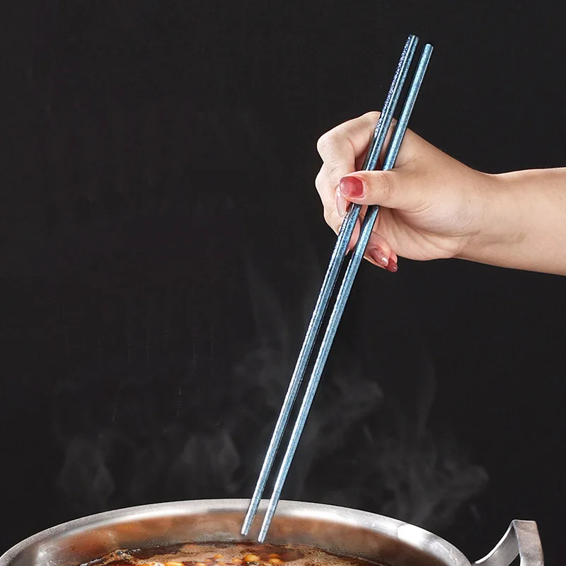 32cm Extended Pure Titanium Serving Chopsticks For Hot Pot And Travel Barbecue,Crystalline,Anti-slip,Heat-resistant Tableware