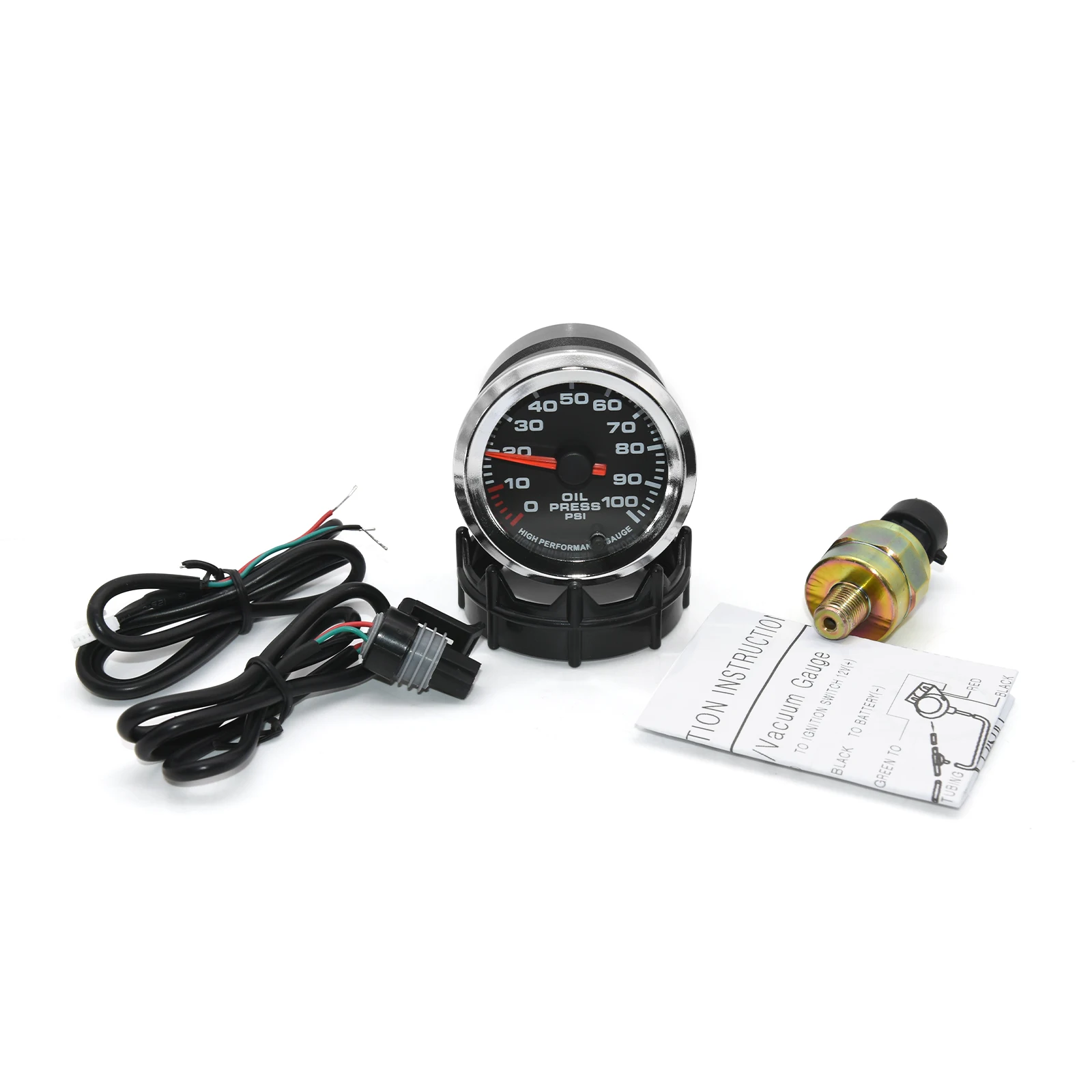 AD 52mm Oil Pressure Gauge 0-100 PSI Oil Press Meter 7 Colors LED Car High Speed Motor with Sensor 1/8 NPT Oil Press Indicator