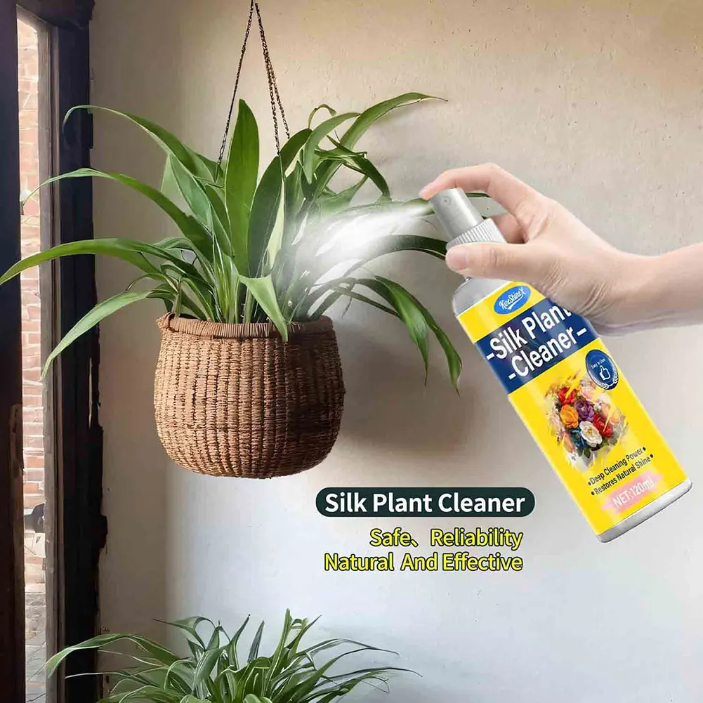 Silk Plant Cleaner with Towel Artificial Plant Silk Flower Cleaner Spray Deep Cleansing Fast Dry Dust Remover for Fake Plants