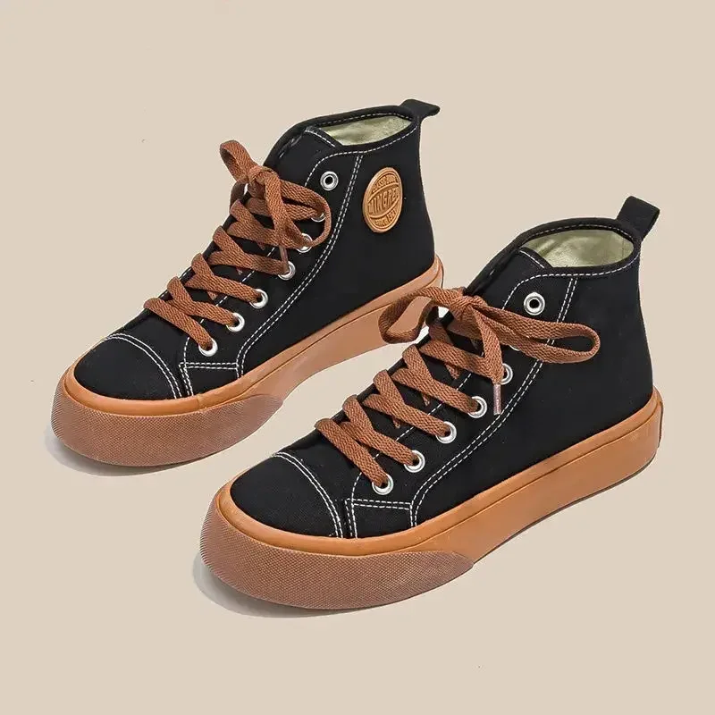 Ladies Shoes Black Lace Up Women Footwear Canvas High Top Original Hot Promotion On Offer Low Price Luxury Quality Cheap Light