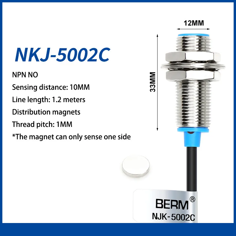 สวิตช์ตรวจจับความใกล้ชิดแบบฮอลล์ M8 M12 M18 รุ่น NJK-5002C เซ็นเซอร์แบบสามสาย NPN ปกติเปิด ปกติปิด เซ็นเซอร์แม่เหล็ก