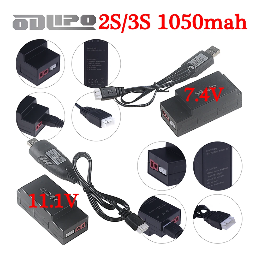 NEUER Akku für MJX Hyper Go H16H H16E 16207 16208 16209 16210 Brushless 1/16 RC Truck 2S 7.4V /3S 11.1V 1050mAh Lipo-Akku