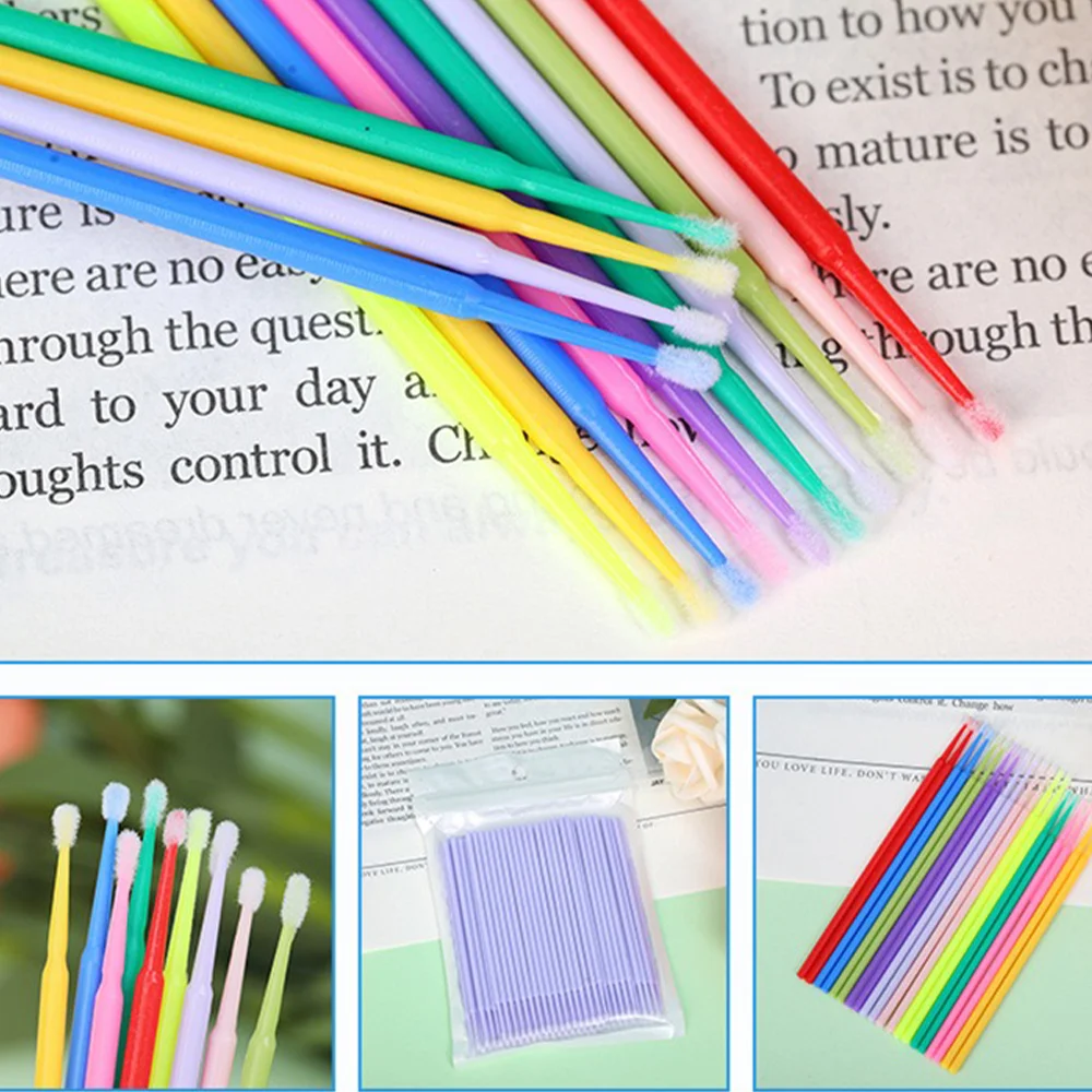 100pcs Disposable MicroBrush Eyelashes Extension Individual Lash Removing Swab Micro Brush For Eyelash Extension Tools