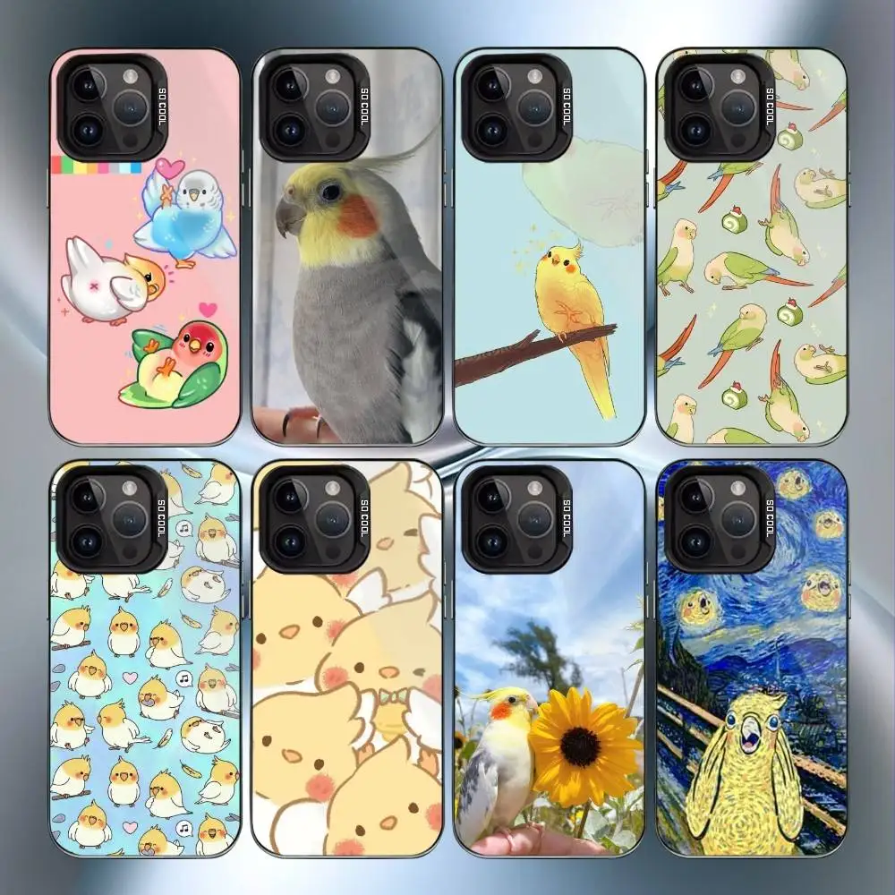 

Autumu P-Parrot B-Birds Cockatiel Phone Case For IPhone 16 17 15 14 12 13 Pro Max Black Color Shockproof Cover