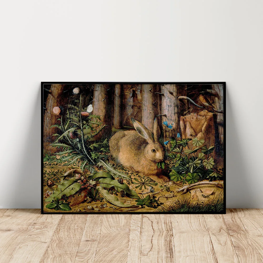 

Hans Hoffmann Antique Poster A Hare In The Forest Print Art Canvas Painting Rabbit Bunny Woodland Wall Picture Home Decor Gift