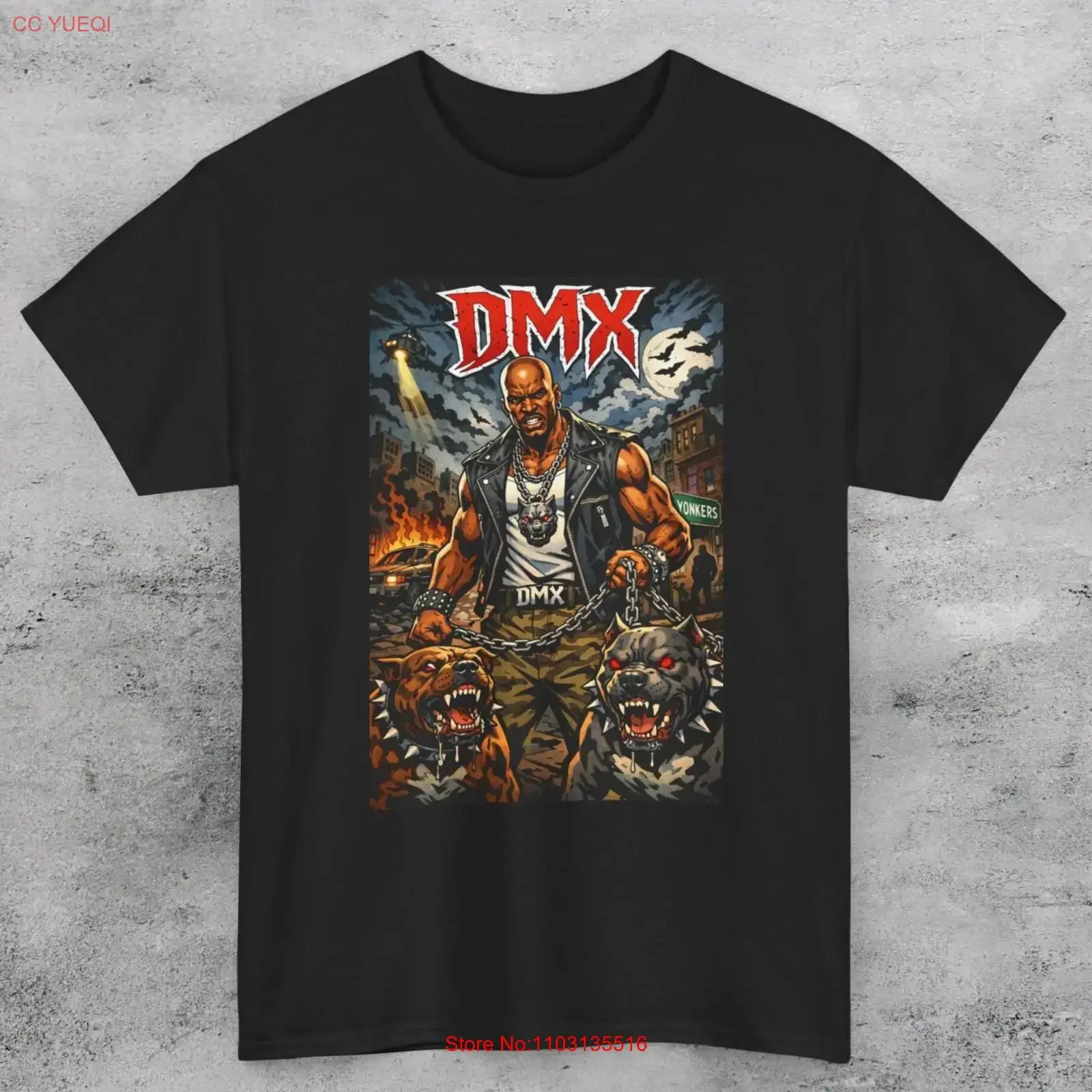 T-shirt style bande dessinée DMX, vintage, délavé, graphique stylé, streetwear, respirant, confortable, polyvalent, pour un usage quotidien, décontracté