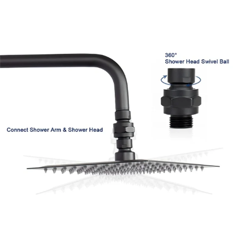 

B83B-360° Universal Shower Head Swivel Ball Adapter Fits Fixed Hand Held Rain Shower Heads