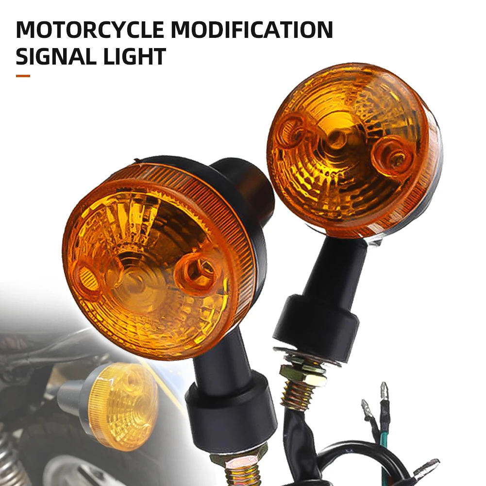 2Pcs Universal 12V Motorcycle LED Turn Signal Lights Round Indicator Lamp Amber Flashers for Suzuki Honda Kawasaki